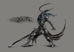  1boy armor artorias_the_abysswalker commentary_request damaged dark_souls_(series) dark_souls_i full_armor gauntlets helmet highres knight male_focus sword tomi_(tymetravel) weapon 