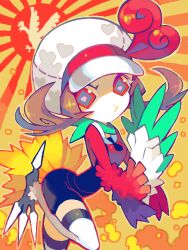  adapted_costume brown_hair feathered_wings feathers female fusion harpy hat ho-oh lyra_(pokemon) monster_girl monsterification pokemon pokemon_(creature) pokemon_hgss ribbon santou_suihei tegaki twintails winged_arms wings 