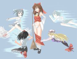  +_+ 3girls ^^^ ascot assisted_exposure bad_id bad_pixiv_id black_hair blonde_hair bow brown_eyes brown_hair camera detached_sleeves female_pervert fundoshi gap_(touhou) geta hair_tubes hairbow hakurei_reimu hat hat_ribbon highres japanese_clothes long_hair multiple_girls navel open_mouth pantsing pervert puffy_sleeves purple_eyes ribbon sarashi shameimaru_aya short_hair short_sleeves smile standing stoner08 tengu-geta thumbs_up tokin_hat touhou wide_sleeves yakumo_yukari 