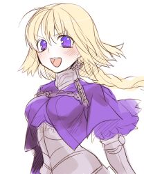  armor bad_id bad_pixiv_id blonde_hair blush braid capelet fate/apocrypha fate/zero fate_(series) female jeanne_d&#039;arc_(fate) jeanne_d&#039;arc_(ruler)_(fate) long_hair nito_(siccarol) purple_eyes single_braid solo 