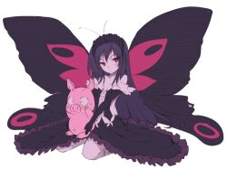  accel_world arita_haruyuki black_hair butterfly_wings commentary_request elbow_gloves female gloves hairband insect_wings kuroyukihime lolita_hairband long_hair pig red_eyes shirabi wings 