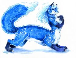  2009 canid canid_taur canine canine_taur fox fox_taur gynomorph heather_bruton intersex mammal mammal_taur simple_background smile solo spots taur white_background 