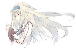  blonde_hair blue_eyes blue_hairband cecilia_alcott commentary_request female hairband infinite_stratos long_hair long_sleeves miya_kazutomo solo white_background 