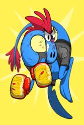  2018 angry anthro black_eye_(injury) black_eyes blue_body blue_fur bodily_fluids bottomwear boxing boxing_gloves breath bruised clothing digital_media_(artwork) disney dot_eyes eyelashes female fur hair handwear hi_res kaboozey looking_at_viewer panting pose raised_tail red_hair shorts simple_background sleeveless_shirt solo sport sweat sylvia_(wander_over_yonder) tail wander_over_yonder zbornak 