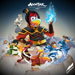  aang anthro appa_(avatar) armor avatar:_the_last_airbender avian azula_(avatar) bird bison black_hair bottomwear bovid bovine brown_body brown_hair clothing dress female fire frown fur group hair hi_res horn katara looking_at_viewer male mammal momo_(avatar) nickelodeon on_one_leg pants penguin ponytail red_body relampago686 robe shirt smile sokka standing teeth toph_beifong topwear water white_body white_fur yellow_body zuko 