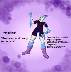  anthro ben_10 boots breasts cartoon_network cetacean chaquetrix dolphin duel_monster elmeganoob english_text female female/female mammal marina_(elmeganoob) marine neo-spacian_aqua_dolphin purple_eyes simple_background small_breasts solo text toothed_whale yu-gi-oh! yu-gi-oh!_gx 