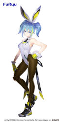  &gt;:) absurdres animal_ear_hairband animal_ears artist_name back_bow bare_arms bare_shoulders bicute_bunnies_miku black_footwear black_necktie black_pantyhose blonde_hair blue_eyes blue_hair bow braid character_name closed_mouth collared_leotard company_name copyright_notice fake_animal_ears female figure_available fishnet_pantyhose fishnets fishnets_over_socks full_body gloves hairband halter_leotard halterneck hand_on_own_hip hand_on_own_leg hand_on_own_thigh hatsune_miku highres leotard limited_palette looking_at_viewer monq multicolored_hair necktie official_art pantyhose playboy_bunny rabbit_ear_hairband rabbit_ears rabbit_tail second-party_source shoes short_necktie short_twintails sidelocks sleeveless smile sneakers solo standing streaked_hair tachi-e tail twintails twintails_with_braided_base v-shaped_eyebrows vocaloid white_hairband white_leotard wing_collar wrist_cuffs yellow_gloves 