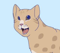  2016 aliasing ambiguous_gender blue_background brown_eyes bust_portrait digital_drawing_(artwork) digital_media_(artwork) domestic_cat felid feline felis feral flat_colors fur looking_at_viewer male_(lore) mammal markings microsoft_paint_(artwork) ocicat open_mouth open_smile pink_nose pink_tongue polaroid_(serenity) portrait sebdoggo simple_background smile smiling_at_viewer solo spots spotted_body spotted_fur tan_body tan_fur teeth tongue whisker_spots 