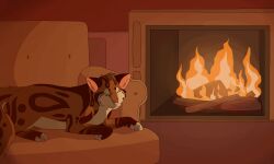  2016 aliasing ambiguous_gender armchair brown_body brown_fur cel_shading chair closed_eyes cozy detailed_background digital_drawing_(artwork) digital_media_(artwork) digitigrade domestic_cat felid feline felis feral fire fireplace fur furniture inside lying mammal microsoft_paint_(artwork) on_chair pawpads paws pink_inner_ear pink_nose pink_pawpads relaxing resting sebdoggo shaded solo tan_body tan_fur 