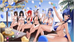  &gt;_&lt; 6+girls absurdres aegir_(azur_lane) alsace_(azur_lane) alsace_(heat_beating_summer_sacrament)_(azur_lane) alternate_costume alternate_hairstyle animal_ears arm_under_breasts arms_behind_head ass azur_lane balloon between_breasts bikini black_choker black_hair black_horns blue_bikini blue_eyes blue_hair blue_necktie breasts brown_hair cake center_opening choker cleavage cocktail_glass cow_ears cow_girl cow_horns criss-cross_halter cup day demon_horns detached_collar drinking_glass english_commentary english_text eyewear_on_head flower food from_side hair_flower hair_ornament halterneck highres holding holding_cup holding_food holding_popsicle horns huge_breasts indomitable_(azur_lane) kanon_desuga kashino_(azur_lane) kashino_(hot_springs_relaxation)_(azur_lane) large_breasts long_hair looking_at_viewer manjuu_(azur_lane) multi-strapped_bikini_bottom multicolored_hair multiple_girls necktie necktie_between_breasts new_jersey_(azur_lane) new_jersey_(midsummer_leisure)_(azur_lane) o-ring o-ring_bikini ocean official_alternate_costume outdoors palm_leaf ponytail popsicle purple_eyes purple_flower red_hair sitting streaked_hair summer sunglasses swimsuit two-tone_hair very_long_hair water white_bikini white_hair yellow_eyes zara_(azur_lane) zara_(poolside_coincidence)_(azur_lane) 