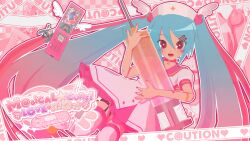  2girls absurdres bad_source bandaid bandaid_on_arm bandaid_on_face blue_hair bow bowtie brown_eyes cowboy_shot dress food hachune_miku hair_between_eyes hair_ornament hat hatsune_miku heart heart_hair_ornament highres holding holding_food holding_spring_onion holding_syringe holding_vegetable kio_(majin_kz) large_syringe long_hair looking_at_viewer m@gical_cure!_love_shot!_(vocaloid) multiple_girls nurse nurse_cap oerba_yun_fang one_eye_closed open_mouth oversized_object phone puffy_short_sleeves puffy_sleeves short_sleeves simple_background skin_fang smile solo_focus song_name sparkling_eyes spring_onion standing syringe thighhighs vegetable vocaloid white_background white_dress wings yellow_bow yellow_bowtie 