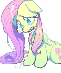  bodily_fluids crying equid equine female fluttershy_(mlp) friendship_is_magic hasbro jirousan looking_down mammal my_little_pony mythological_creature mythological_equine mythology open_mouth pegasus sad simple_background solo tears teeth white_background wings 