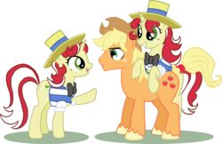  alpha_channel applejack_(mlp) arcane-angel bow_(feature) bow_tie clothing cowboy_hat cutie_mark earth_pony equid equine female feral flam_(mlp) flim_(mlp) flirting friendship_is_magic group hair hasbro hat headgear headwear hi_res horn horse identical_twins male mammal my_little_pony mythological_creature mythological_equine mythology pony red_hair rule_63 sibling_(lore) simple_background sister_(lore) sisters_(lore) transparent_background twins_(lore) unicorn 