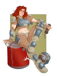  1girls abs armor armored_boots athletic athletic_female bomb boots breasts casual combat_boots crash_(quake) crazy crazy_eyes crazy_smile day_of_wrath day_of_wrath_(doom_fanfic) desert_eagle doom doom_(series) doom_eternal explosive exposed_midriff fanfiction female fit fit_female freckles grin gun handgun helmet infinitypilot insane medium_breasts midriff mischievous mischievous_look mischievous_smile muscular muscular_female quake quake_3 quake_3_arena qwickjoe red_eyes red_hair redhead sinister sitting smile smirk smug smug_expression smug_face smug_grin smug_smile soldier solo solo_female soulbreaker_(day_of_wrath) space_marine suit weapon 