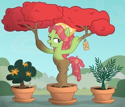  dreadlocks english_text equid equine female friendship_is_magic hasbro hi_res horse icaron mammal mid_transformation my_little_pony outside plant plant_pot plant_transformation pony pose potted_plant pottery price_tag purple_eyes solo text transformation tree tree_hugger_(mlp) 