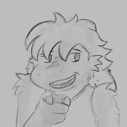  anthro chupadore fluffy gesture hand_gesture hi_res icarus_(chupa) male mullet pointing pointing_at_viewer smile solo templar_ponyboy 