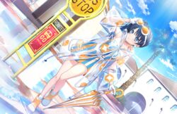  :o adjusting_eyewear ameagari_street_(love_live!) blue_dress blue_eyes blue_hair blue_sky boots bus_stop closed_umbrella collarbone dark_blue_hair dress dutch_angle earrings eyewear_on_head female full_body game_cg gloves highres holding holding_umbrella jewelry link!_like!_love_live! long_hair long_sleeves looking_to_the_side love_live! mole mole_on_neck multicolored_clothes multicolored_dress murano_sayaka official_art orange-tinted_eyewear orange_dress orange_footwear orange_print orange_umbrella parted_lips ponytail puddle see-through see-through_footwear short_dress sky sleeveless sleeveless_dress socks solo striped_clothes striped_dress sunglasses third-party_source tinted_eyewear transparent_raincoat two-tone_umbrella umbrella vertical-striped_clothes vertical-striped_dress virtual_youtuber white_footwear white_gloves white_socks white_umbrella wide_sleeves yellow_dress 