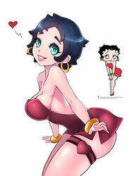  betty_boop betty_boop_(character) black_hair blue_eyes breasts cartoon dress earrings elquijote female heart highres jewelry looking_at_viewer medium_breasts short_hair simple_background smile solo white_background 