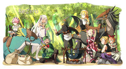  absurdres annotated bangsutur bare_shoulders beatrice_(re:zero) black_hair blonde_hair blue_eyes campfire capelet detached_sleeves eating emilia_(re:zero) flower forest frederica_baumann frufoo fur-trimmed_capelet fur_trim garfiel_tinsel hair_flower hair_ornament hair_ribbon hair_slicked_back hat highres light_rays long_hair luggage maid natsuki_subaru nature orange_hair otto_suewen outdoors patrasche_(re:zero) petra_leyte pink_eyes pink_hair purple_eyes purple_ribbon ram_(re:zero) re:zero_kara_hajimeru_isekai_seikatsu red_capelet red_ribbon ribbon roswaal_mansion_maid_uniform short_hair sitting sunbeam sunlight white_flower white_hair x_hair_ornament 