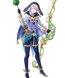  1boy :d ^_^ arrow_(projectile) black_gloves blue_cape blue_pantyhose blue_vest bow_(weapon) cape closed_eyes facing_viewer fire_emblem fire_emblem_awakening fire_emblem_heroes full_body gloves grey_hair head_tilt henry_(fire_emblem) henry_(spring)_(fire_emblem) high_heels highres holding holding_arrow holding_bow_(weapon) holding_weapon long_sleeves male_focus non-web_source official_art open_mouth pantyhose short_hair smile solo standing tachi-e tobi_(kotetsu) transparent_background vest weapon 