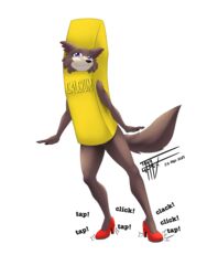  3:4 absurd_res alpha_channel anthro beastars canid canine canis centrum centrum_costume clothing costume female food food_costume footwear fur hi_res high_heels juno_(beastars) mammal solo tail taka_studio tap_dancing tap_shoes what wolf 