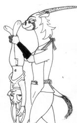  2016 3_fingers 3_toes 4_fingers 5:8 ankle_grab antelope anthro apron black_and_white black_eyebrows bottomwear bovid buckteeth calvin_lapin_(spiff) carrying_another carrying_character carrying_person carved_horn cheek_tuft closed_frown closed_smile clothing dipstick_ears duo ear_markings eyebrows eyelashes eyewear facial_markings facial_stripes facial_tuft fan_character feet female fingers glasses graphite_(artwork) hair half-closed_eyes head_markings hooved_fingers hooves horn labjer lagomorph larger_female leg_grab leporid long_ears long_sleeves male mammal markings monochrome mouth_closed multicolored_ears narrowed_eyes navel notebook pants rabbit sarah_handlebach_(spiff) shirt short_sleeves simple_background size_difference smaller_male smile striped_face stripes sweater t-shirt tail tail_tuft teeth toes topwear traditional_media_(artwork) tuft turtleneck white_background white_bottomwear white_clothing white_hair white_nose white_pants white_shirt white_t-shirt white_topwear 