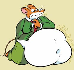  adjusting_tie anthro belllovesbelly belly belly_on_ground big_belly bodily_fluids bottomwear clothing eye_bags eyewear fur geronimo_stilton geronimo_stilton_(series) glasses green_bottomwear green_clothing green_pants green_suit hi_res huge_belly kneeling looking_at_belly looking_down looking_down_at_self male mammal mouse multicolored_body multicolored_fur murid murine navel necktie nervous nervous_sweat obese obese_anthro obese_male onomatopoeia orange_body orange_fur overweight overweight_anthro overweight_male pants red_necktie rodent rumbling_stomach shocked solo sound_effects suit swallowing sweat sweatdrop text two_tone_body two_tone_fur wavy_mouth white_belly white_body white_fur wide_eyed worried worried_face worried_look 