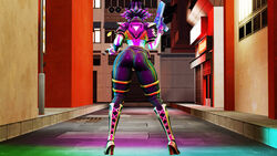  1girls 3d ass_focus background_building big_ass big_butt black_hair bubble_ass bubble_butt building butt_focus colored_lights curvy curvy_body curvy_female curvy_figure curvy_hips female female_focus female_only focus gun hi-rez_studios high_heels highlights_(coloring) huge_thighs ozymandias2 paladins pink_highlights round_ass round_butt saati_(paladins) solo solo_female thick_ass thick_thighs thighs voluptuous weapon wide_hips 