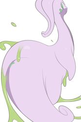  2:3 absurd_res ambiguous_gender ass digital_media_(artwork) dragon feral generation_6_pokemon goodra green_eyes green_slime hi_res inkune looking_at_viewer looking_back mythological_creature mythological_scalie mythology nintendo pokemon pokemon_(species) purple_body rear_view scalie simple_background slime smile solo tail white_background 