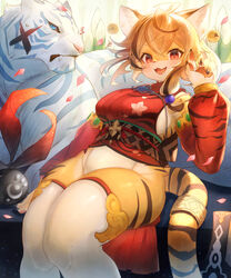  2021 5_fingers accessory ahoge anthro asian_clothing bamboo bell bell_accessory big_breasts biped black_claws black_sclera blonde_hair blue_body blue_eyes blue_fur blue_pupils blue_stripes blush bodily_fluids breasts brown_body brown_ear_tips brown_ears brown_fur brown_hair brown_highlights brown_stripes brown_tail chinese_zodiac claws clothed clothing colored countershade_face countershade_fur countershade_hands countershade_torso countershading digital_media_(artwork) dipstick_ears dress duo ear_markings east_asian_clothing eyelashes fangs felid female feral finger_claws fingers floral_print front_view fully_clothed fur furgonomics glistening glistening_body glistening_fur hair hair_accessory hi_res highlights_(coloring) humanoid_hands inner_ear_fluff japanese_clothing jewelry kemono legwear looking_at_viewer male mammal markings multicolored_body multicolored_ears multicolored_fur multicolored_hair multicolored_tail nalu_ame021 new_year_2022 obi obijime open_mouth open_smile pantherine pawpads petals pink_nose pink_pawpads plant portrait print_clothing pupils quadruped red_clothing red_dress red_eyes red_pupils ring serious_face shaded sitting smile striped_body striped_fur striped_markings striped_tail stripes sweat sweatdrop tail tail_accessory tail_jewelry tail_markings tail_ring teeth thigh_highs three-quarter_portrait three-quarter_view tiger tongue tuft two_tone_body two_tone_ears two_tone_fur two_tone_hair two_tone_tail white_body white_clothing white_countershading white_ears white_fur white_inner_ear white_inner_ear_fluff white_legwear white_thigh_highs year_of_the_tiger yellow_body yellow_ears yellow_fur yellow_tail 