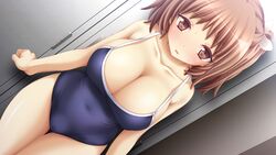  :o against_locker arm_at_side blue_one-piece_swimsuit blush breasts brown_eyes brown_hair cleavage clenched_hand collarbone colored_eyelashes competition_school_swimsuit covered_navel dutch_angle embarrassed female game_cg hair_ribbon hip_focus huge_breasts indoors koku large_breasts legs_together locker locker_room looking_at_viewer mafuka_nemuru medium_hair non-web_source nose_blush official_art one-piece_swimsuit parted_lips raised_eyebrows realive ribbon school_swimsuit solo standing straight_hair sweatdrop swimsuit thigh_gap thighs two_side_up 