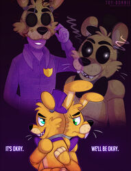  2019 animatronic bear bow_(feature) bow_tie five_nights_at_freddy&#039;s five_nights_at_freddy&#039;s_3 five_nights_at_freddy&#039;s_4 fredbear_(fnaf) glowing glowing_eyes golden_freddy_(fnaf) group hi_res human lagomorph leporid machine mammal purple_man_(fnaf) rabbit robot scottgames spring_bonnie_(fnaf) toy-bonnie william_afton_(fnaf) 