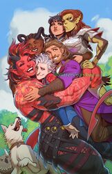  astarion_(baldur&#039;s_gate) baldur&#039;s_gate baldur&#039;s_gate_3 bioware black_hair brown_hair canid canine canis domestic_dog dungeons_and_dragons electronic_arts elf female feral gale_(baldur&#039;s_gate) githyanki group group_hug hair hasbro hi_res hug hugging_another human humanoid humanoid_pointy_ears karlach lae&#039;zel male mammal mistercrowbar owlbear owlbear_cub_(baldur&#039;s_gate) red_body scratch_(baldur&#039;s_gate) shadowheart_(baldur&#039;s_gate) spade_tail tail tiefling vampire white_hair wizards_of_the_coast wyll_(baldur&#039;s_gate) 