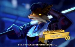  16:10 ambiguous_gender anthro blade blue_clothing blurred_background canid canine clothing crossover delp epic_games fennix_(fortnite) fortnite fox glowing glowing_blade glowing_eyes hand_behind_head hat headgear headwear hi_res insignia japanese_text limbus_company logo mammal melee_weapon project_moon protective_gear red_fox solo sword text translation_check translation_request true_fox uniform user_interface warp_corporation weapon widescreen yellow_eyes 