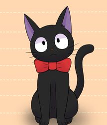  black_body bow_accessory cat_tail digital_drawing_(artwork) digital_media_(artwork) digital_painting_(artwork) domestic_cat felid feline felis feral fur ghibli jiji_(kds) kiki&#039;s_delivery_service majo_no_takkyuubin male mammal roshu39 solo tail 