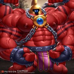  1:1 1_eye 2023 3_toes 4_arms abs ambiguous_gender armor big_biceps big_deltoids big_muscles big_pecs black_clothing black_gloves black_handwear blue_eyes bottomwear breastplate breechcloth chain_harness chains claws clothing cyclops czarmaze deltoids dragon_quest dragon_quest_xi feet finger_claws fingerless_gloves flexing_biceps forearm_muscles gloves gold_(metal) gold_helmet handwear harness headgear helmet humanoid jerkules loincloth male metal multi_arm multi_limb muscular muscular_ambiguous muscular_arms muscular_thighs nails navel nipples not_furry obliques patreon patreon_logo pecs red_body red_skin solo spiked_gloves spikes square_enix text toes url vein veiny_muscles 