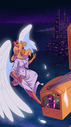  2021 9:16 absurd_res amusement_ride angel anthro antlers barefoot biped blonde_hair bracelet breasts brown_body brown_fur city cityscape clothed clothing cloven_hooves deer deltarune duo erect_nipples feathered_wings feathers feet female ferris_wheel flying fur green_eyes hair hair_over_eye hi_res hooves horn jewelry lens_flare mammal new_world_deer night nipple_outline nipples noelle_holiday one_eye_obstructed outside pink_body pink_skin plagueofgripes reindeer robe scalie scut_tail short_tail smile studded_armlet studded_bracelet studded_jewelry studs susie_(deltarune) tail third-party_edit undertale_(series) white_wings wings 