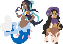  bikini bikini_top centaur clothing duo equid equid_taur european_mythology female generation_7_pokemon greek_mythology gym_leader hair hapu_(pokemon) humanoid_taur long_hair mammal mammal_taur marine merfolk monster_girl_(genre) mudbray mythology nessa_(pokemon) nintendo pokemon pokemon_(species) primarina size_difference smaller_female split_form sturk-fontaine swimwear taur 