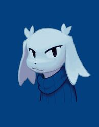  anthro big_ears blue_background cave_story clothed clothing cloverlop digital_drawing_(artwork) digital_media_(artwork) female floppy_ears fluffy fur fur_tuft head_tuft lagomorph leporid looking_at_viewer lop_ears mammal mimiga portrait rabbit reference_image shaded simple_background solo sue_sakamoto sweater topwear tuft white_body white_fur 