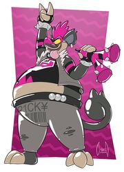  2019 3_toes 4_fingers absurd_res alolan_form alolan_rattata anthro anthrofied barcode belly big_belly clothed clothing digital_drawing_(artwork) digital_media_(artwork) drone english_text feet fingers generation_7_pokemon glistening hi_res latex male mammal nintendo open_mouth pokemon pokemon_(species) pokemorph red_eyes regional_form_(pokemon) ricky_the_rattata rodent simple_background smile solo soul-silver-dragon team_yell text toes tongue tongue_out yellow_sclera 