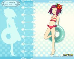  bikini green_eyes hibiki_misora red_hair ryuusei_no_rockman short_hair swimsuit 