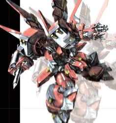  absurdres alteisen alteisen_riese armor commentary_request green_eyes gun highres horns mecha mechanical_wings no_humans pile_bunker robo_misucha robot science_fiction single_horn stake super_robot_wars super_robot_wars_original_generation weapon wings 