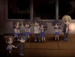  3boys 5girls :3 black_hair black_legwear blonde_hair brown_eyes brown_hair candle candlelight commentary_request corpse_party glasses hair_bobbles hair_ornament headband kishinuma_yoshiki kurageu mochida_satoshi mochida_yuka morishige_sakutarou multiple_boys multiple_girls nakashima_naomi school_uniform shinohara_seiko shinozaki_ayumi shoes short_hair suzumoto_mayu twintails uwabaki white_legwear 