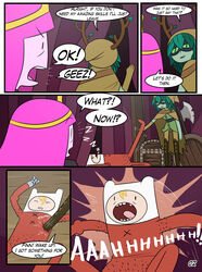  1boy 2girls adventure_time aunt_maire comic coolerinker english_text ffm_threesome finn_the_human green_hair huntress_wizard inker_comics inkershike page_2 page_number pink_hair princess_bubblegum threesome 