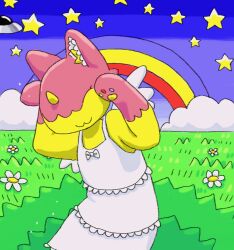  animated anthro caramelldansen clothed clothing dress female hi_res horn meme mimill3 paws rainbow solo ufo unicorn_horn unknown_species 