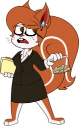  2017 3_toes 4_fingers alpha_channel american_red_squirrel anthro barefoot big_tail biped black_eyebrows black_eyewear black_glasses black_whiskers bottomwear breasts brown_bottomwear brown_clothing brown_eyes brown_jacket brown_skirt brown_topwear button_(fastener) chokovit_(artist) clothed clothed_anthro clothed_female clothing colored countershade_feet countershade_fur countershade_legs countershade_neck countershading digital_drawing_(artwork) digital_media_(artwork) dress_shirt earpiece emily_dubois eyebrow_through_hair eyebrows eyelashes eyewear feet female female_anthro fingers fluffy fluffy_tail folder food freckles front_view fruit full-length_portrait fur furgonomic_bottomwear furgonomics glasses glistening glistening_eyes glistening_nose glistening_tongue hair hair_bun hi_res holding_bag holding_folder jacket legume long_tail looking_aside looking_up mammal markings mature_anthro mature_female nut_(fruit) office_lady orange_body orange_ears orange_freckles orange_fur orange_hair orange_tail peanut_(food) pencil_skirt pine_squirrel plant plastic_bag portrait prick_ears red_inner_ear red_nose red_tongue rodent sciurid shirt simple_background skirt snack solo squirrel_tail striped_markings striped_tail stripes tail tail_markings tail_through_skirt toes tongue topwear translucent translucent_hair transparent_background tree_squirrel whiskers white_clothing white_dress_shirt white_shirt white_stripes white_topwear 