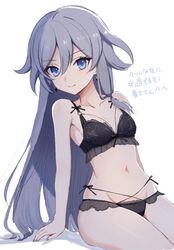  belly black_panties blue_eyes blue_hair breasts fu_hua grey_hair hair_between_eyes honkai_(series) honkai_impact_3rd lingerie long_hair macaroni_0101 panties shadow simple_background small_breasts thighs underwear white_background 