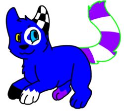  2014 adobe_photoshop_(artwork) alpha_channel ambiguous_gender black_markings black_nose blue_body blue_eyes blue_fur chibi digital_drawing_(artwork) digital_media_(artwork) domestic_cat felid feline felis feral flat_colors full-length_portrait fur heterochromia low_res mammal markings paws portrait purple_markings raised_tail ring_(marking) ringed_tail sebdoggo simple_background solo sparklefur striped_markings striped_tail stripes tail tail_markings transparent_background white_markings yellow_eyes 