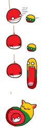  ambiguous_gender ball cat_ears_(disambiguation) countryballs empty_eyes felid feline jibjorb_(artist) lithuania lithuaniaball mammal open_mouth poland polandball simple_background size_difference suicide teeth text uwu vore what white_background 