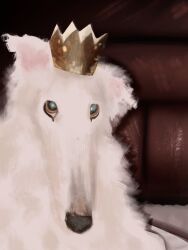  3:4 ambiguous_gender armchair borzoi canid canine canis chair crown domestic_dog female feral furniture headgear hi_res hunting_dog long_snout male mammal photography_(artwork) portrait roberttristeart sighthound snout solo 